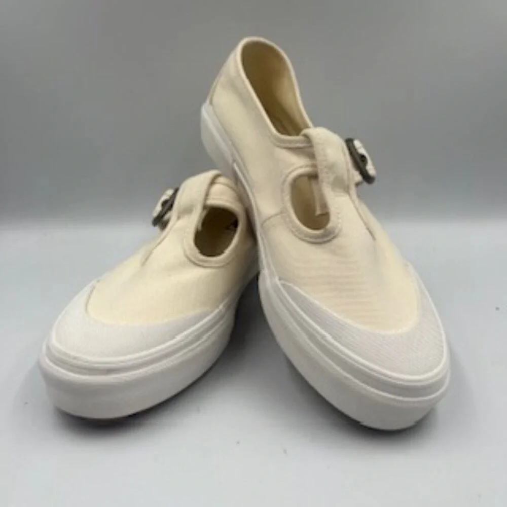 Vans Cream Slip-On Sneakers with Buckle - Picture 2 of 12